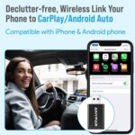 A4 Wireless CarPlay Adapter for iPhone, Android Auto for Android Phone, Dual-core 5G Chip (Upgraded), 5.8Ghz WiFi No Lag, Car Play Dongle with USB-C Cable for OEM Wired CarPlay/AndroidAuto Car 2016+ - Image 4