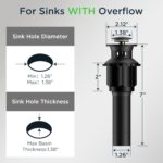 FORIOUS Bathroom Sink Drain with Overflow, Pop Up Drain Assembly with Detachable Basket Stopper, Anti-Explosion and Anti-Clogging Drain Strainer, 304 Stainless Steel, Matte Black - Image 3