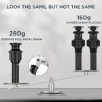 FORIOUS Bathroom Sink Drain with Overflow, Pop Up Drain Assembly with Detachable Basket Stopper, Anti-Explosion and Anti-Clogging Drain Strainer, 304 Stainless Steel, Matte Black - Image 5