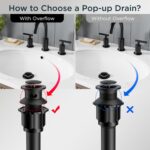 FORIOUS Bathroom Sink Drain with Overflow, Pop Up Drain Assembly with Detachable Basket Stopper, Anti-Explosion and Anti-Clogging Drain Strainer, 304 Stainless Steel, Matte Black - Image 8