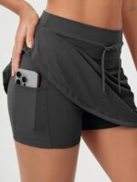 ODODOS Women's Drawstring Tie Daily Skirts Built-in Shorts Athletic Golf Tennis Skorts with Ball Pocket - Image 4