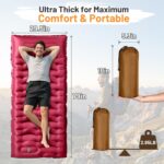 KASBAH Camping Sleeping Pad,Extra Wide 6 inch Thick Inflatable Sleeping Pads with Built-in Foot Pump and Pillow,Ultralight Camping Mat Gear for Outdoor Hiking,Camping - Image 9