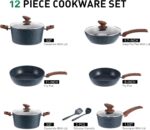 MAISON ARTS Pots and Pans Set Non Stick, Kitchen Cookware Sets Nonstick, 12 Piece Granite Cooking Pot and Pan for Induction, Stovetop, Blue - Image 4
