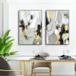 Zessonic Black Abstract Wall Art Decor - 2 Pack 24" x 36" Black and Gold Canvas Wall Decor with Hand Texture for Living Room, Bedroom, Office, Framed, Ready to Hang - Image 8