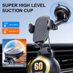 Phone Holder Car Mount for iPhone [Powerful Suction] Phone Mount for Car Dashboard Windshield Air Vent Universal Accessories [Thick Cases Friendly] Automobile Phone Holder Fit iPhone Smartphone - Image 7