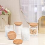 4 Pack Glass Qtip Holder Dispenser Set - Apothecary Jars with Lids for Vanity Makeup Organizer - Bathroom Canister Storage Organizer for Cotton Ball,Swab,Round Pads,Floss - Image 5