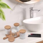 4 Pack Glass Qtip Holder Dispenser Set - Apothecary Jars with Lids for Vanity Makeup Organizer - Bathroom Canister Storage Organizer for Cotton Ball,Swab,Round Pads,Floss - Image 6