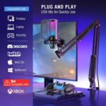 FIFINE Gaming PC USB Microphone, Podcast Condenser Mic with Boom Arm, Pop Filter, Mute Button for Streaming, Twitch, Online Chat, RGB Computer Mic for PS4/5 PC Gamer Youtuber-AmpliGame A6T - Image 8