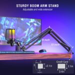FIFINE Gaming PC USB Microphone, Podcast Condenser Mic with Boom Arm, Pop Filter, Mute Button for Streaming, Twitch, Online Chat, RGB Computer Mic for PS4/5 PC Gamer Youtuber-AmpliGame A6T - Image 9
