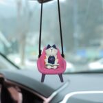 Cat Rear View Mirror Hanging Accessories Cute Cat Sitting Sofa Reading and Drinking Coffee Car Hanging Ornament Pendant Interior Rearview Mirror Decoration - Image 5