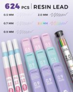 Four Candies 36PCS Aesthetic School Supplies, Mechanical Pencils 0.5mm, 0.7mm, 0.9mm & 2.0mm with 624PCS Lead Refills, Cute Mechanical Pencils for Writing, Drawing & Drafting (Pink) - Image 4