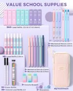 Four Candies 36PCS Aesthetic School Supplies, Mechanical Pencils 0.5mm, 0.7mm, 0.9mm & 2.0mm with 624PCS Lead Refills, Cute Mechanical Pencils for Writing, Drawing & Drafting (Pink) - Image 6