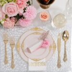 Ciaell 300PCS Pink and Gold Plastic Plates - Pink Disposable Dinnerware Sets for 50 Guests - 100 Plates, 50 Knives, 50 Forks, 50 Spoons, and 50 Napkins for Wedding, Party & Easter - Image 6