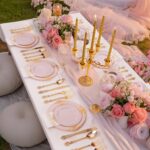 Ciaell 300PCS Pink and Gold Plastic Plates - Pink Disposable Dinnerware Sets for 50 Guests - 100 Plates, 50 Knives, 50 Forks, 50 Spoons, and 50 Napkins for Wedding, Party & Easter - Image 10