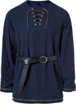 JEMITOP Men's Pure Cotton Vintage Lace Up Shirts for Pirate Renaissance Viking Medieval Costume Without Belt - Image 3