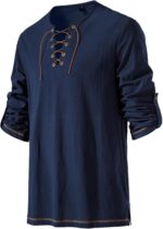 JEMITOP Men's Pure Cotton Vintage Lace Up Shirts for Pirate Renaissance Viking Medieval Costume Without Belt - Image 4