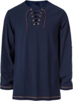 JEMITOP Men's Pure Cotton Vintage Lace Up Shirts for Pirate Renaissance Viking Medieval Costume Without Belt - Image 5