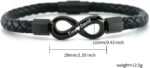 Infinity Leather Bracelet for Men Stainless Steel Love You Forever and Always Bracelets Band Bangle Wrist Bracelet Jewelry Gifts for Husband Dad Brother Son(7.5'') - Image 3
