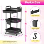Makeup Cart Organizer with Drawers, Floor Skincare Organizers Vanity Storage Organizer, Rolling Makeup Bathroom Storage Cart Cosmetics Display Cases for Skin Care Perfume Nail Polish, Black - Image 3