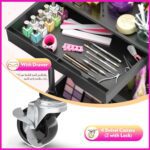 Makeup Cart Organizer with Drawers, Floor Skincare Organizers Vanity Storage Organizer, Rolling Makeup Bathroom Storage Cart Cosmetics Display Cases for Skin Care Perfume Nail Polish, Black - Image 4