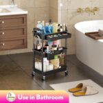 Makeup Cart Organizer with Drawers, Floor Skincare Organizers Vanity Storage Organizer, Rolling Makeup Bathroom Storage Cart Cosmetics Display Cases for Skin Care Perfume Nail Polish, Black - Image 8