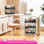Makeup Cart Organizer with Drawers, Floor Skincare Organizers Vanity Storage Organizer, Rolling Makeup Bathroom Storage Cart Cosmetics Display Cases for Skin Care Perfume Nail Polish, Black - Image 9