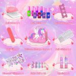 Kids Nail Polish Set for Girls Toys, Washable Quick-Dry Toddler Nail Art Kit with Air Cooling Dryer and Cosmetic Case, Christmas or Birthday Gifts for Girls Ages 3 4 5 6 7 9 10 11 12-Pink - Image 3