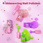 Kids Nail Polish Set for Girls Toys, Washable Quick-Dry Toddler Nail Art Kit with Air Cooling Dryer and Cosmetic Case, Christmas or Birthday Gifts for Girls Ages 3 4 5 6 7 9 10 11 12-Pink - Image 8