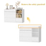 Lovinouse 47" Baby Nursery Dreser Diaper Changing Table Furniture with 5 Drawers and 2 Shelves, Dresser for Baby Nursery with Storage & Removable Changing Top Station,Bedroom,Children's Room, White - Image 5