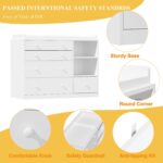 Lovinouse 47" Baby Nursery Dreser Diaper Changing Table Furniture with 5 Drawers and 2 Shelves, Dresser for Baby Nursery with Storage & Removable Changing Top Station,Bedroom,Children's Room, White - Image 7