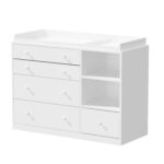 Lovinouse 47" Baby Nursery Dreser Diaper Changing Table Furniture with 5 Drawers and 2 Shelves, Dresser for Baby Nursery with Storage & Removable Changing Top Station,Bedroom,Children's Room, White - Image 8