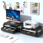 Spacrea Desk Organizer and Accessories, Computer Monitor Stand Riser with Drawer and 2 Pen Holders, Office Desk Accessories & Workspace Organizers for Office Supplies (Black) - Image 8