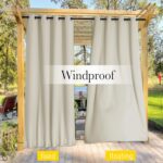 NICETOWN 2 Panels Outdoor Curtains for Patio Waterproof & Windproof, Grommet & Back Tab on Top & Bottom Weighted Drapes Keep Sun/Rain Out with Bouns Rope for Deck, Beige, W84 x L108 - Image 6