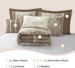 Stratford Park Beige Comforter Set King Size,7 Pieces Jacquard Bedding Set, All Season, Matching Bedskirt, Pillows & Shams - Image 4