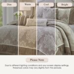 Stratford Park Beige Comforter Set King Size,7 Pieces Jacquard Bedding Set, All Season, Matching Bedskirt, Pillows & Shams - Image 5