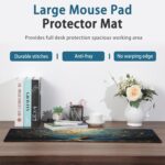 Desk Mat, Blue Golden Tree and Waves Extended Gaming Mouse Pad Large, 31.5"x15.7" 3D Modern Art Landscape Mouse Pad with Non-Slip Base and Stitched Edge,Computer Keyboard Mouse Mat for Home Office - Image 4