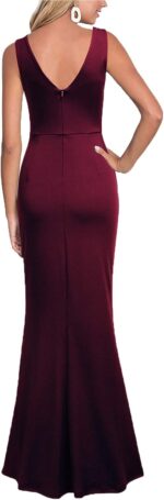 WOOSEA Women Sleeveless V Neck Split Evening Cocktail Long Dress - Image 3
