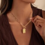 Valentines Day Gifts 14K Gold Plated Initial Letter Necklace for Women, Personalized Alphabet Pendant with Inspirational Engraving, Paperclip Chain Non-Tarnish Jewelry Gift for Her - Image 4