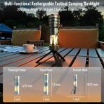 Rechargeable Flashlight 11 Modes Tactical Camping Flashlight with Red-Blue Emergency Lights, 10000 Lumens 3 in 1 Portable Camp Light with Stand, Bright LED Flashlight for Outdoor Activity - Image 8