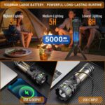 Rechargeable Camping Flashlight Tactical Flashlight, 11 Modes Multi-Function Flashlight 10000 Lumens Portable Camp Light with Stand, Bright LED Flashlight for Outdoor Activity, Black - Image 5