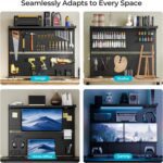 EUREKA ERGONOMIC Pegboard with Dual Monitor Stand,Steel Pegboard for Desk,Computer Accessories for Office, Privacy Panel for Gaming Desk, 4 Accessories Modular Hanging,43 x 34inch, Black - Image 4