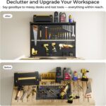 EUREKA ERGONOMIC Pegboard with Dual Monitor Stand,Steel Pegboard for Desk,Computer Accessories for Office, Privacy Panel for Gaming Desk, 4 Accessories Modular Hanging,43 x 34inch, Black - Image 8