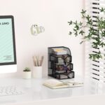 EasyPAG Mesh Desk Organizer with 3 Drawer Office Desktop Organizers and Accessories Stationery Caddy for Office, Home, Students, Black - Image 7