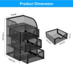 EasyPAG Mesh Desk Organizer with 3 Drawer Office Desktop Organizers and Accessories Stationery Caddy for Office, Home, Students, Black - Image 8