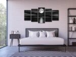 Wieco Art Sea White Full Moon in Night Canvas Print Wall Art Black and White Ocean Beach for Living Room Bedroom Kitchen Home Decorations 5 Piece Modern Abstract Artwork - Image 3