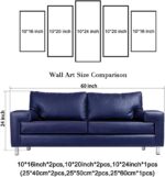 Wieco Art Sea White Full Moon in Night Canvas Print Wall Art Black and White Ocean Beach for Living Room Bedroom Kitchen Home Decorations 5 Piece Modern Abstract Artwork - Image 6