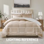 Cathay Home Bedding Sets: Ultra Soft and Plush Reversible Micromink and Sherpa 3-Piece Comforter Set, Camel, King (102" x 90") - Image 5