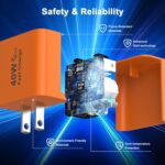 iPhone 17 Pro Max Charger Fast Charging, 2 Pack 40W USB C iPhone 17 Fast Charger Block with 10FT Long Type C to C Charging Cable for iPhone 17/17 Pro Max/17 Pro/Air/16/16 Pro Max/15/15 Pro Max, Orange - Image 6