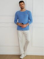 Runcati Mens Long Sleeve T-Shirt Casual Crewneck Shirts Basic Lightweight Vintage Tee Tops with Pocket - Image 7