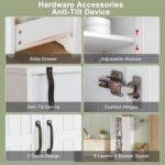 70" Tall Storage Cabinets, Large Wood Storage Pantry Cabinet with 6 Adjustable Shelves, 2 Striped Doors & Drawer, Standing Utility Cabinet for Kitchen, Bathroom, Dining Room, Antique (White) - Image 6